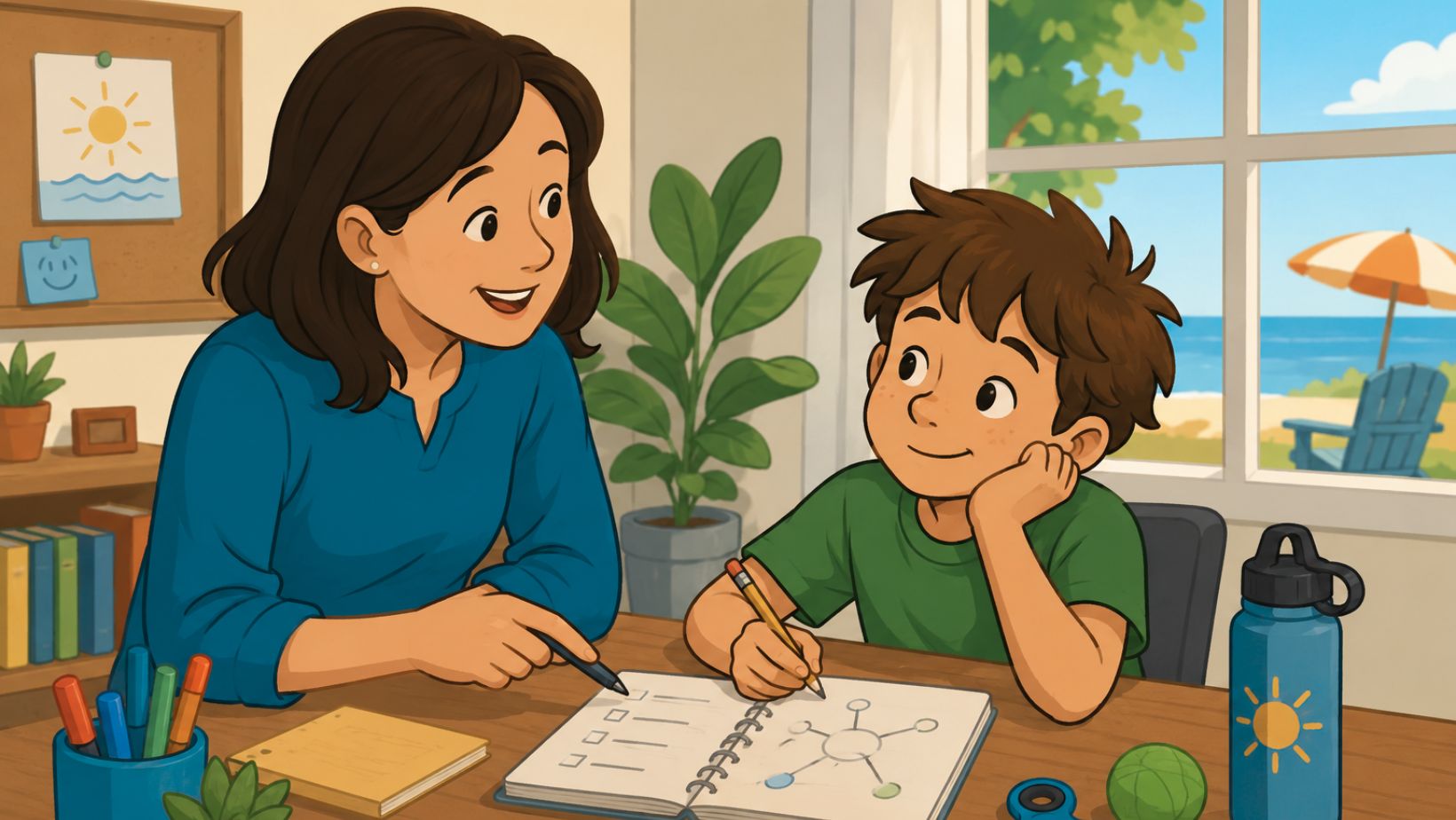 A tutoring helping a student with ADHD how to manage executive function challenges.
